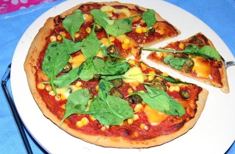 Oats Pizza with Spinach