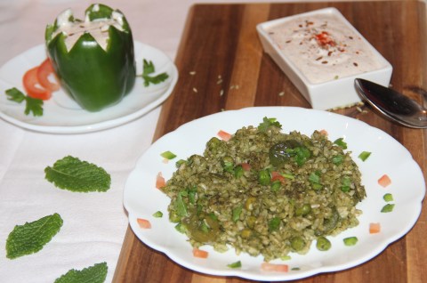 Spinach and Mint rice